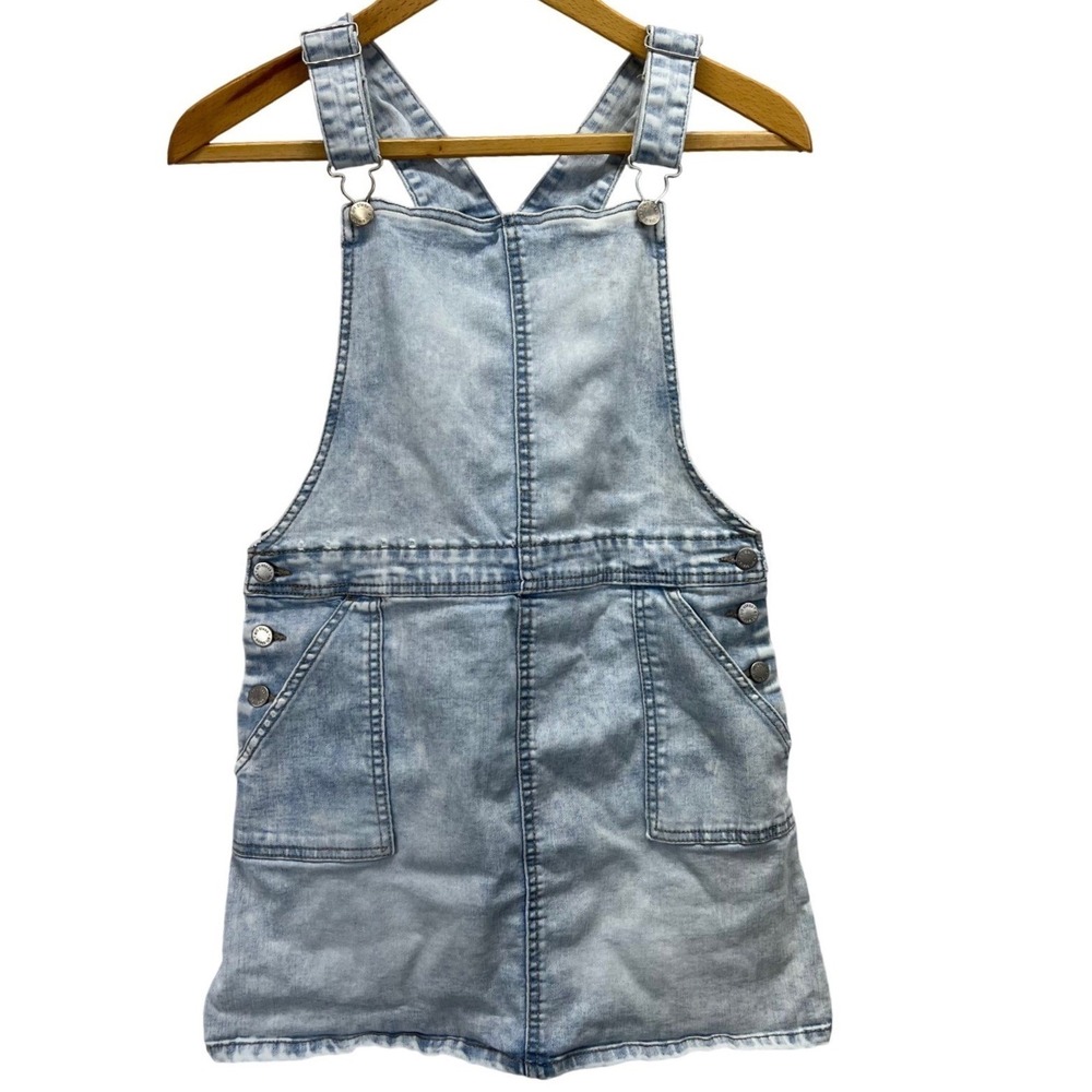 Art Class Girls Large Denim Overall Dress Light Wash‎ Distressed Bib Pinafore
